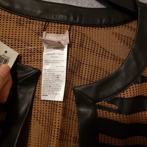 CHICOS Travelers Mesh Jacket Women's XL  Faux Leather Animal Print $149.99 NWT - Picture 11 of 14